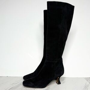 Sam Edelman Leigh Black Suede Square Toe Tall Boot 8 1/2 M